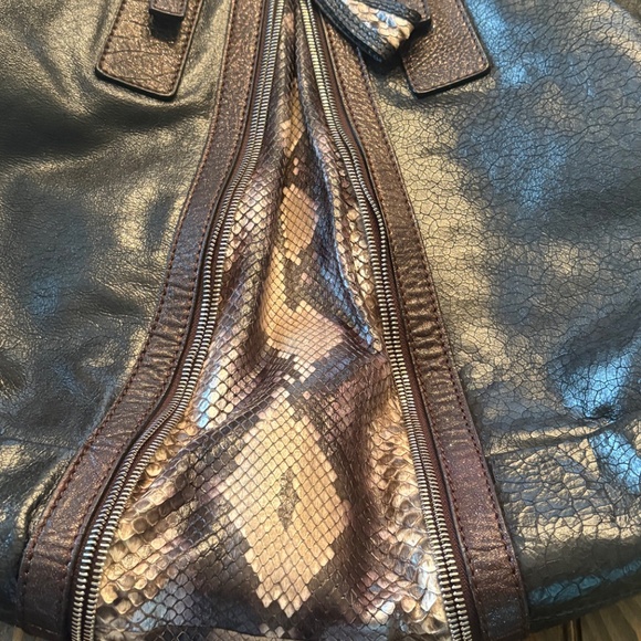 Limited Edition 30 Years Biasia Genuine Leather Snake Bag Metallic Purple Silver - Picture 6 of 13